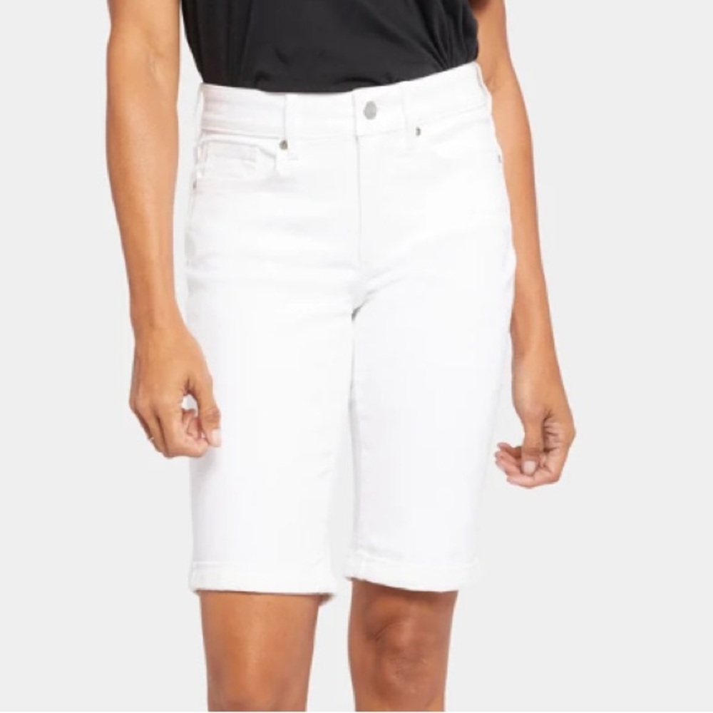 NYDJ Briella Women's 10”‎ White Denim Cuffed Shorts. Size 12.